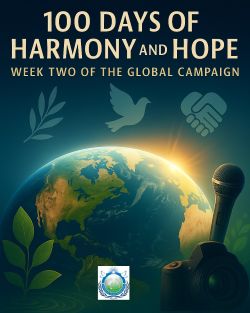 UPF-UK 100 Days of Harmony and Hope Week Two banner highlighting themes of peace, justice, environmental protection, and moral leadership.